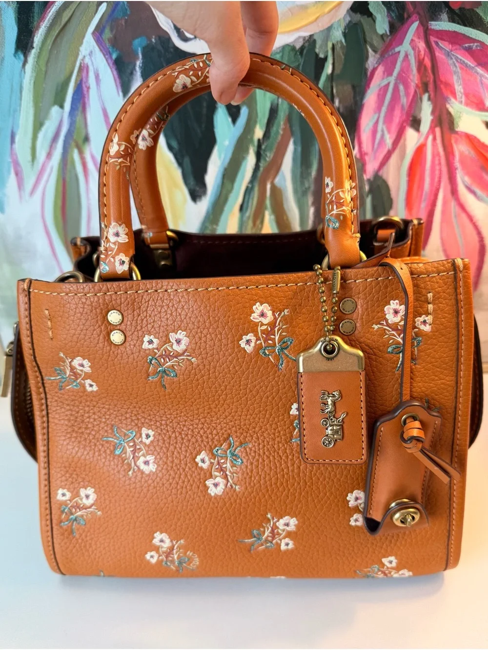 💯 Authentic RARE COACH Rogue 25 Floral Leather Tote Bag